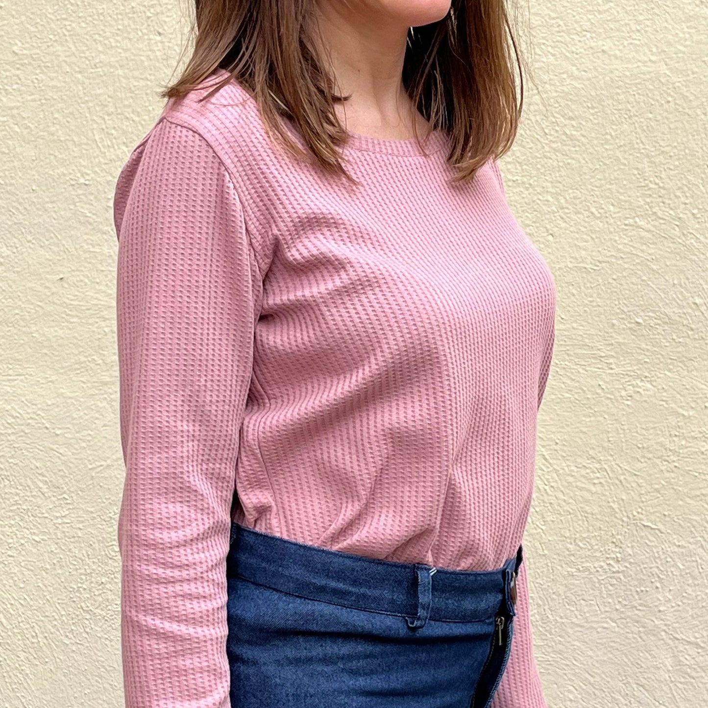 Camiseta Gofre  Rosa Mujer