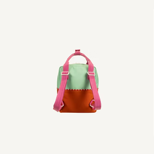 Mochila pequeña colourblocking towel green + gravel orange