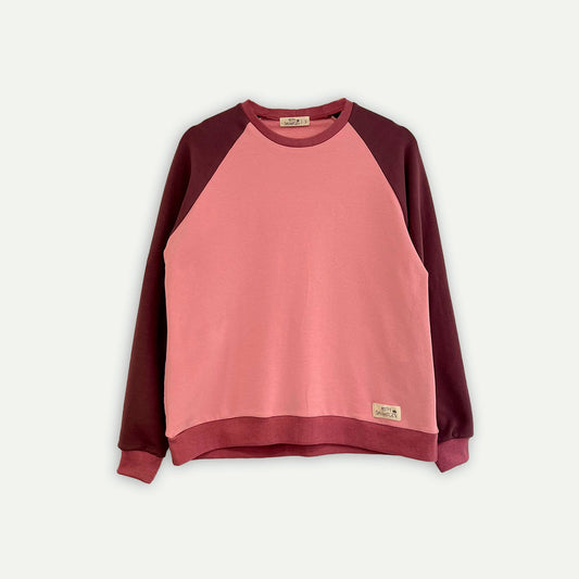 Tricolor sweatshirt (bubble gum pink, olive green, pink)