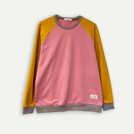 Tricolor sweatshirt (pale pink, mustard, grey)